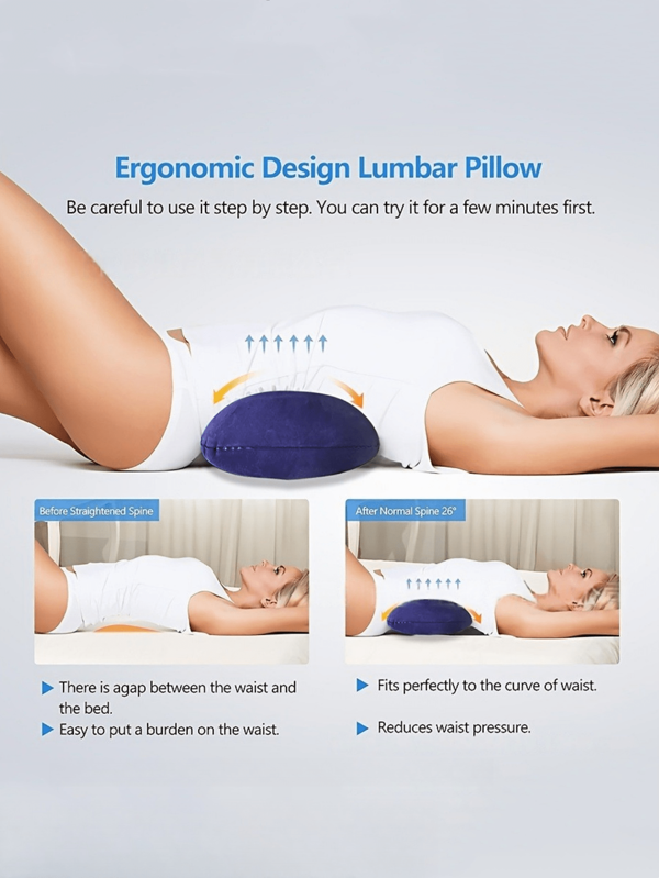 1 pieza Cojín lumbar inflable ajustable que alivia el entumecimiento de la parte baja de la espalda para dormir, conducir, volar, portátil