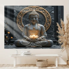 1pc 2D Lotus Buddha Banner, Large Spiritual Banner Design - Made Of Polyester, Suitable For Party Decor, Home Wall Decoration, Outdoor Spiritual Decor, Zen Home Decor - Multicolor - View 4