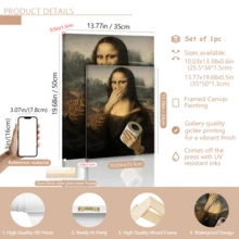 1 pieza Impresión de pintura al óleo del Vintage Funny Bathroom Mona Lisa, póster de renovación clásica, impresión de alta definición, impresión en lienzo, arte de pared, obra de arte exquisita, adecuada para baño, dormitorio, oficina, regalo de vacaciones, decoración de Año Nuevo, arte de renovación clásica, póster vintage, decoración de habitación, decoración del hogar, adecuada para la decoración de paredes de la sala de estar y el dormitorio. - Multicolor - Ver 10
