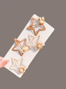 4 Peças Grampos de Cabelo em Forma de Estrela para Mulheres, Grampos de Cabelo Fofos e Simples para Franja Lateral e Parte de Trás da Cabeça, Acessório de Cabelo