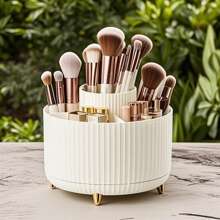 Multi-Color Optional Makeup Brush Organizer 360° Rotating Brush Holder Cup Desktop Accessory 5 Slot Makeup Brush Cup Cosmetic Brush Eyeliner, Dresser Organizer, Desk Stationery Organizer - Holiday Gift
