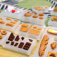 1 Set 16pcs Mini Food Silicone Mold Kit, Suitable For DIY Resin & Clay Craft - Mini Pendant/Decoration Maker, Designs Include Croissant, Macaron And Cream Puff - White - View 5