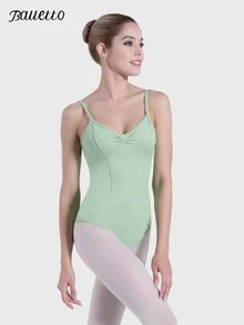 balletto Art Student's Gymnastics Suit For Women With Adjustable Straps, High-Waisted Dance Training Outfit, Adult Front And Back V-Neck With Large Backless Leard. - 薄荷綠 - 查看 4