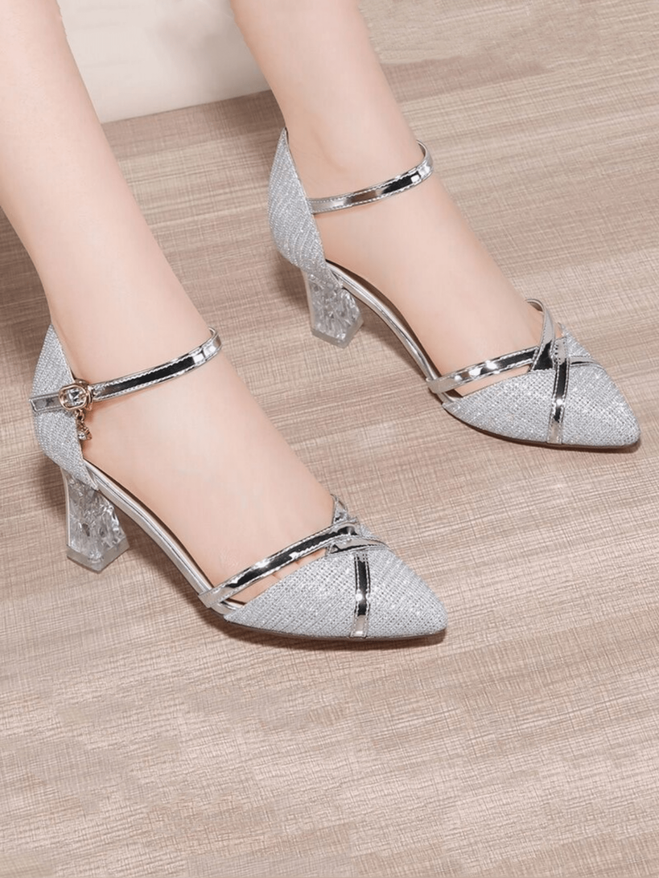 أحذية كعب عالي أنيقة للنساء ، أحذية كعب سميكة مريح...