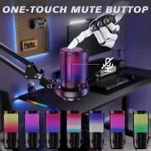 Kit de Microfone de Jogos Profissional USB, Microfone Condensador de Podcast com Braço de Boom e Luz RGB, Microfones Plug&Play para Transmissão, PC, Computador
