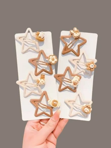 4 Peças Grampos de Cabelo em Forma de Estrela para Mulheres, Grampos de Cabelo Fofos e Simples para Franja Lateral e Parte de Trás da Cabeça, Acessório de Cabelo
