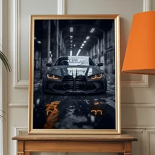 1pc Modern Luxury Classic Sports Car M4 Poster - Sleek Black And Gray Canvas Wall Art, Home Decor For Living Room, Bedroom, Office - High-Quality Print, Available In Multiple Sizes, Indoor Wall Art Modern Canvas Art Sleek Artwork, Large Canvas Wall Art Gifts Birthday Graduation