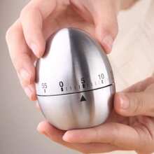 NetHong Stainless Steel Timer Mechanical Egg Shaped Timer Cooking Timer Alarm 60 Minutes - Silver - View 3