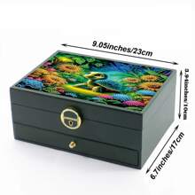 1pc Multi-Pattern Design DIY Diamond Painting Kit Double Layer Jewelry Box - Leather, Portable Waterproof, Minimalist Storage Large Capacity, Ideal For Earrings, Rings, Necklaces, Bracelets - Perfect Gift For Women, Luxurious Jewelry Box | Vibrant Pattern Box | Lockable, Suitable For Holiday Gifts