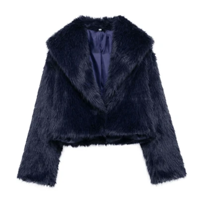DEEKA Autumn/Winter New Thickened Faux Fur & Leather Trim Stylish Short Jacket, Youthful Faux Fur Coat