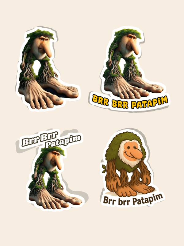 1 Stück Brr Brr Patapin (Italienischer Hirntot) KI Italienische Tiere, Patapim Aufkleber, Lustiger Meme Aufkleber, Vinyl Aufkleber für Wasserflasche, Kindle, Telefon, Bücher