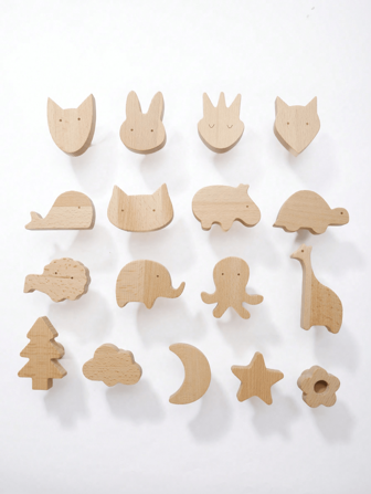 1 pieza Perchero de pared con forma de animal de madera de haya