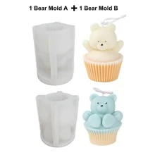 Molde de silicona en forma de osito para hacer velas tipo magdalena - Fácil desmolde, multiusos para velas, yeso, resina y manualidades de arcilla - Adorable esencial DIY para la decoración del hogar