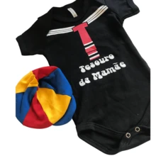 Kiko Mommy's Treasure Bodysuit With Themed Hat Birthday Party Boy Baby Kids Child - 黑色 - 查看 4