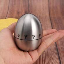 NetHong Stainless Steel Timer Mechanical Egg Shaped Timer Cooking Timer Alarm 60 Minutes - Silver - View 1