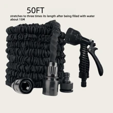 1pc 25/50/75ft Expandable Garden Hose With 7-Function Shower Sprayer Set - Durable, Nozzle Attached Yard Watering & Irrigation Hose, Outdoor Use And Car Wash Hose High Pressure Water Gun - No Power Needed