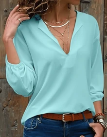 Women's 3/4 Sleeve Blouse – Perfect For All Styles And Sizes Simple Casual Elegant Viscose Daily Evening Holiday Birthday Party - Green - View 3