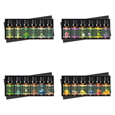 6 件香薰精油套装，植物香味，包括扩散器、蜡烛、香薰石、加湿器、汽车扩散器和家用补充油