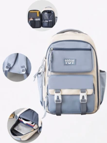 Large Capacity Classic Comfortable Versatile Fashionable Cute Backpack, Suitable For School, Graduation Gifts And Various Occasions - Blue - View 1