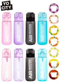 Yocity 1 pieza Botella de agua deportiva con 1 cápsula de sabor con forma de oso aleatoria, cápsulas de sabor 0 azúcar 0 calorías, para regalos del Día de San Valentín, regalo de cumpleaños, adecuado para gimnasios, aleatorio entre 7 sabores, para uso en exteriores, campamento