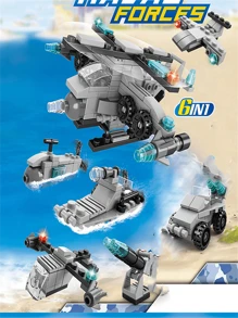 Bloques de construcción 8 en 1 de la fuerza policial especial, brigada de bomberos, policía, tanque militar de partículas pequeñas, juguetes educativos de rompecabezas para niños, robot transformable, desarrollo de inteligencia, regalo de cumpleaños para niños y niñas
