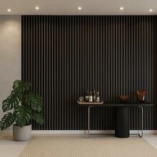 Kit With 71 Units - MDF Coating 45x11cm Modern Decorative Wall 3.5 Square Meters - 黑色 - 查看 2