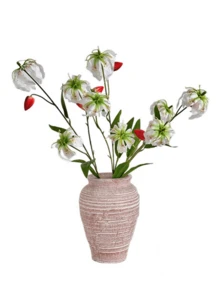 1PC 32in Real Touch Flame Lily - Ultra-Tall Fake Flowers For High Ceiling Decor, Luxury Dining Table Centerpiece, No-Fade Floral Arrangement, Photography Backdrop Prop - Multicolor - View 6