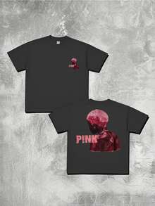Pink Hair Man Portrait 100% Cotton Tee Stylish Graphic Print Summer 1pcs Men's Casual 220g T Shirt - Black - View 1