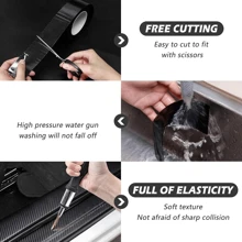 1 rollo de película protectora de borde de puerta de coche de fibra de carbono 3D, cinta resistente al agua y a los arañazos de PVC, película protectora universal para parachoques, material de PP, decoración de pared frontal, decoración de habitación, pegatina