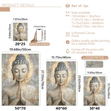 1pc Vintage Wall Art Decor, Contemporary Buddha Canvas Print, Framed Or Unframed Religion Poster For Living Room, Bedroom, Classroom, Bathroom, Restaurant, Indoor Portrait Orientation, Wood Frame, Spring/Winter Season Decor, Ideal Gift For Her/He - Multicolor - View 8