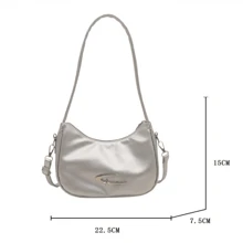 Borsa a tracolla piccola  a forma di luna da donna, alla moda, tinta unita, in stile anni '90