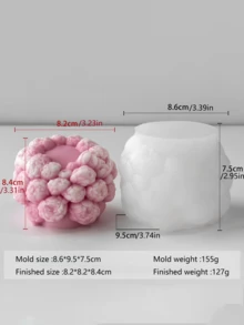 1 个 3D 花筒花卉印花硅胶模具 - 具有精致细节的花筒设计，适合手工艺艺术爱好者、手工艺艺术制作、香薰蜡烛制作、肥皂制作，用于浇注、灌溉、树脂注射工艺。 - 白色 - 查看 7