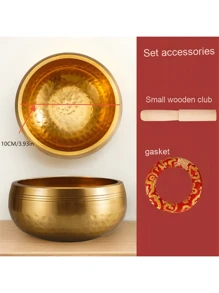 Singende Schale Set - 3 Zoll handgefertigte Meditationsschale für Yoga, Klangtherapie, Chakra-Ausgleich und Achtsamkeitspraxis - enthält Klöppel, ohne Etui oder Tasche - (Unterlegscheiben-Farben und Holzstäbe werden zufällig versendet)