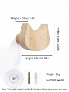 1pc Beech Wood Animal Shaped Wall Hanger Hook - Beech - View 9