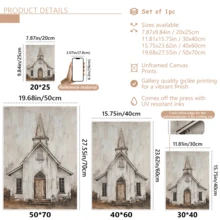 1pc Vintage Country Church Canvas Wall Art - Framed Or Unframed Rustic Home Decor Wall Painting, Architecture Poster, Modern Style, Suitable For Living Room And Bedroom - Ideal For Art Lovers And Home Decor Enthusiasts - Perfect Housewarming And Birthday Gift - Multicolor - View 8