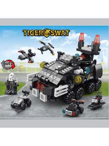 Bloques de construcción 8 en 1 de la fuerza policial especial, brigada de bomberos, policía, tanque militar de partículas pequeñas, juguetes educativos de rompecabezas para niños, robot transformable, desarrollo de inteligencia, regalo de cumpleaños para niños y niñas