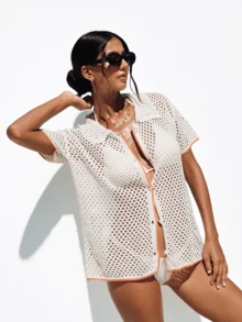 SHEIN 女士时尚夏季和服罩衫 - 白色 - 查看 1