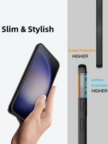 2 películas protetoras de tela de alta definição antirriscos com reconhecimento de impressão digital, compatíveis com celulares Galaxy; 1 capa de celular em TPU, compatível com celulares Galaxy, macia, absorvente de impacto, à prova d'água e resistente a quedas. Versão internacional, não a versão nacional. - 2+1 - Ver 6