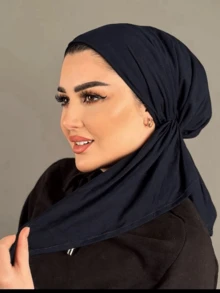 1件新款欧美风时尚双尾发带帽，纯色化疗帽，双层飞机尾翼设计，适合搭配连衣裙 - A - 查看 3