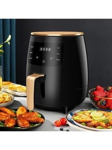 Freidora de Aire con Antiadherente 6L 2400W -Negra, 8 programas automáticos, Display Digital,Ventana transparente,Reserva con un clic,Pantalla Tactil,Antiadherente,para freír,asary hornear - Tipo de Enchufe A USA (110-127V) - Ver 2