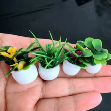 4/8 bucăți mini plante artificiale în ghiveci - bonsai artificiali realiști și verdeață florală, ghivece pătrate din rășină durabilă, nu necesită electricitate, plante în ghiveci vesele - decor multifuncțional pentru case mici, mini grădini, decorațiuni generale de sărbători, ghivece de flori artificiale în miniatură, verdeață simulată în ghiveci - Verde - Vizualizare 6