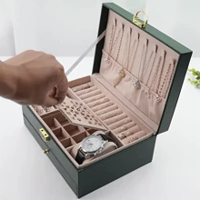 1pc Multi-Pattern Design DIY Diamond Painting Kit Double Layer Jewelry Box - Leather, Portable Waterproof, Minimalist Storage Large Capacity, Ideal For Earrings, Rings, Necklaces, Bracelets - Perfect Gift For Women, Luxurious Jewelry Box | Vibrant Pattern Box | Lockable, Suitable For Holiday Gifts