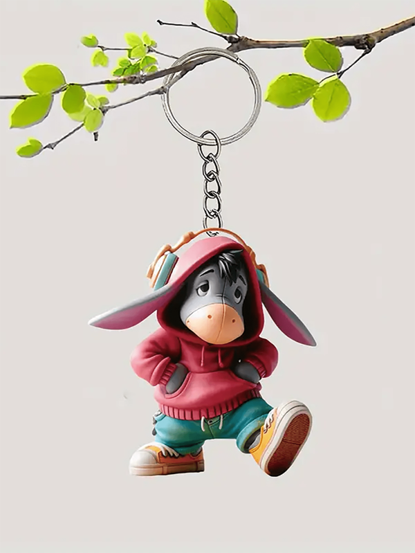 1pc/2pcs/3pcs/5pcs Acrylic 2D Cartoon Style Keychain, Inspired By Iya's Donkey Pendant, With Floral Decor, Fashion Accessory, Single Item, Multifunctional 2D Charm, Suitable For Car, Bag, Keys, No Power Required, Perfect For Christmas Gift And Daily Use - Ring Fixed Car Accessories Cute Goth Y2k