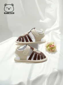 婴儿学步凉鞋，可爱熊软底学步鞋，透气防滑，适合日常和假日穿着，春夏风格 - 咖啡棕 - 查看 8