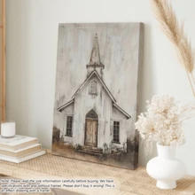 1pc Vintage Country Church Canvas Wall Art - Framed Or Unframed Rustic Home Decor Wall Painting, Architecture Poster, Modern Style, Suitable For Living Room And Bedroom - Ideal For Art Lovers And Home Decor Enthusiasts - Perfect Housewarming And Birthday Gift - Multicolor - View 11