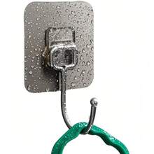 KIT 12 Adhesive Hooks/Multifunctional Wall Stickers Home Kitchen Bedroom Bathroom Organized - 銀色 - 查看 1