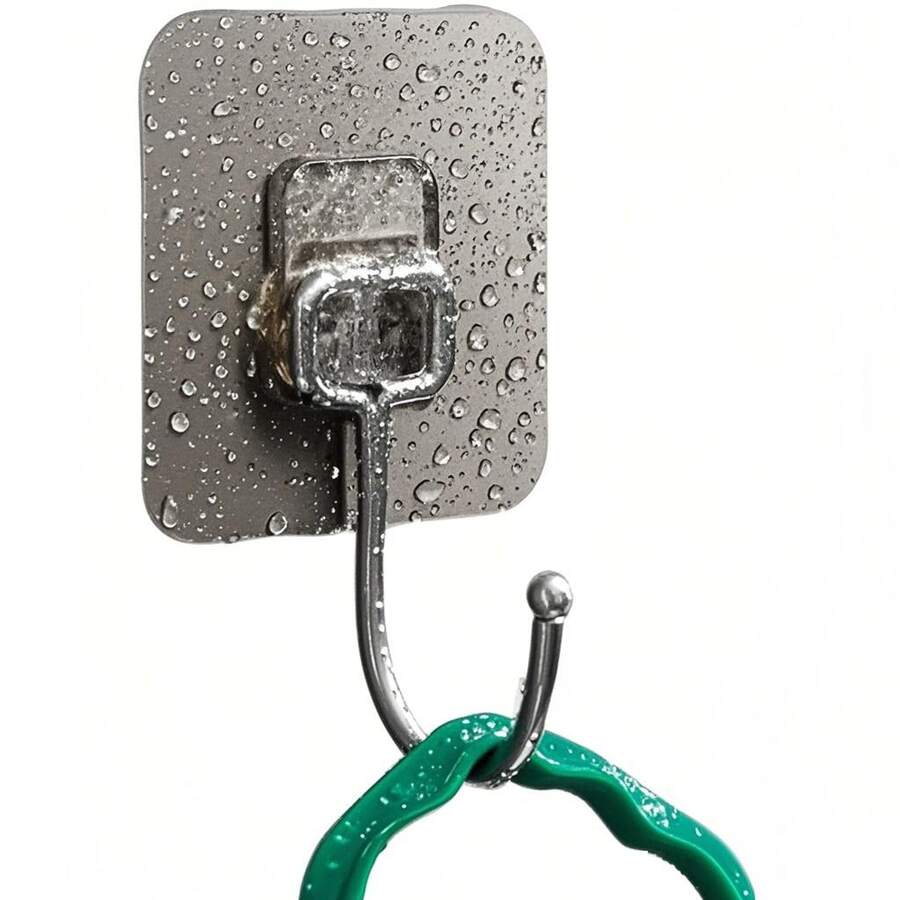 KIT 12 Adhesive Hooks/Multifunctional Wall Stickers Home Kitchen Bedroom Bathroom Organized - 銀色 - 查看 1