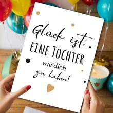 1Pc German Daughter Birthday Card With Envelope - "Luck Is Having A Daughter Like You" Heartfelt Greeting Card, Elegant Golden Polka Dot Design For Birthdays & Holidays, Premium Quality Sentimental Gift For Mothers, Daughter Gifts School Supplies,Back To School
