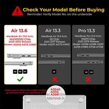 For Mac Book Air 13.6" Case A3240 M4 A3113 M3 A2681 M2 Chip Hard Case & Keyboard Cover & Screen Protector, - 黑色 - 查看 3