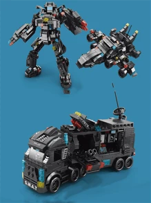 Bloques de construcción 8 en 1 de la fuerza policial especial, brigada de bomberos, policía, tanque militar de partículas pequeñas, juguetes educativos de rompecabezas para niños, robot transformable, desarrollo de inteligencia, regalo de cumpleaños para niños y niñas